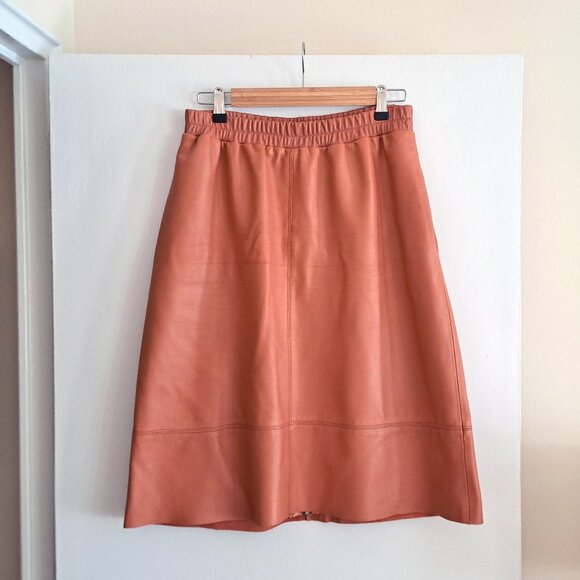 ELLIE MAE Lucia Leather Skirt, mango, sz M - Picture 4 of 12